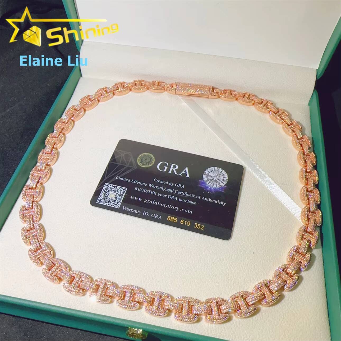 12mm Iced Out VVS Moissanite Diamond Sterling Silver 925 Cuban Link Chain Necklace Miossanite Hip Hop Jewelry