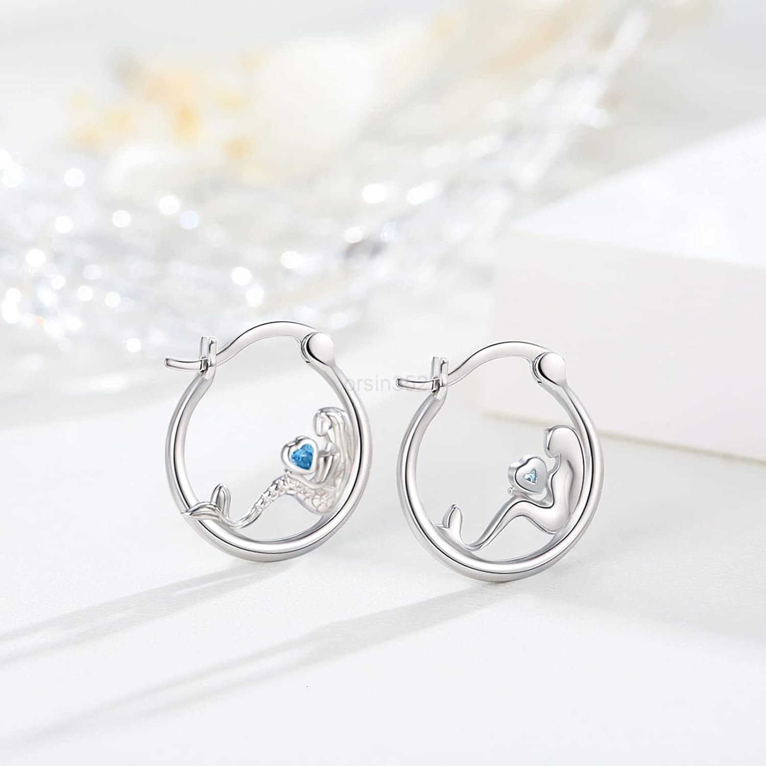 Animal Earrings 925 Sterling Silver HedgehogCatRaccoonMermaidPanda Hoop Earrings Hypoallergenic Hoop Huggie Earrings Animal Jewelry Gifts for WomenW25