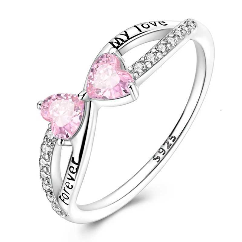 925 Sterling Silver Women Rings Forever My Love Pink Zirconium Ring Wedding Rings for Engagement Jewelry Anniversary Gift W250911