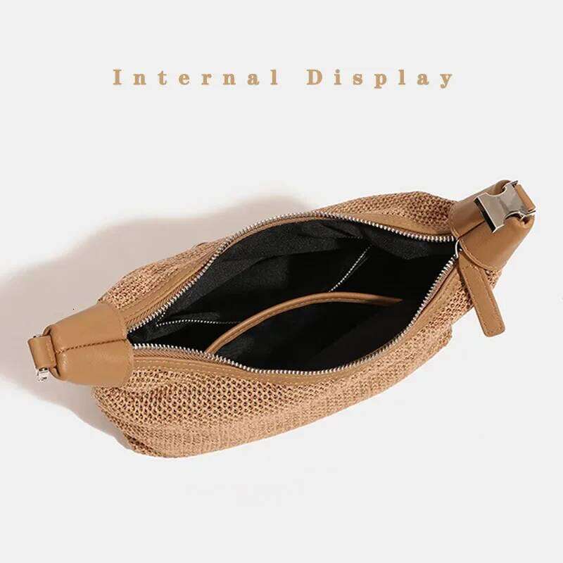 New Handbag For Women Dumpling Pouch Straw Crossbody Shoulder Summer Beach Woven Bag