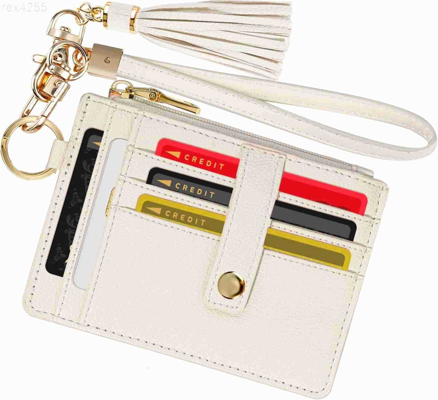 Wristlet Bracelet Keychain Wallet for Women 9 Slots Credit Card Holder Tassel Purse Silicone Key Ring with Gift BoxW250911