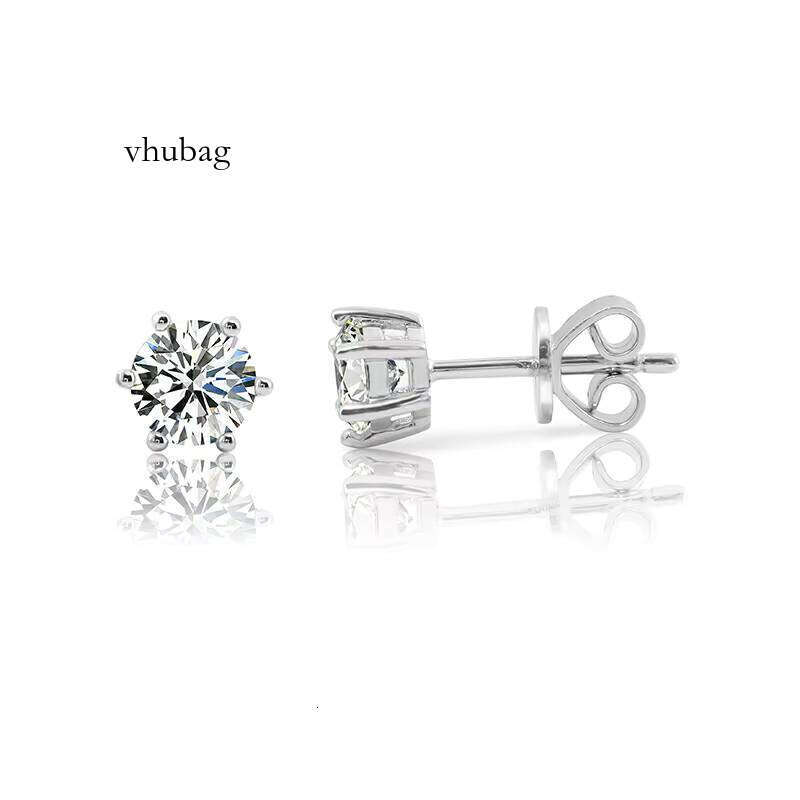D Color 0.5ct VVS Moissanite Stud Earrings High Shine Daily Wear Sterling Sier Jewelry Women Push Back for Party Gift
