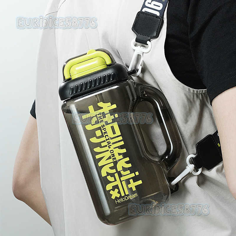 Sports Water Cup Large Capacity Heatresistant Tritan Cup Straw Summer Outdoor Ton Bucket Mens Fitness Kettle H250911