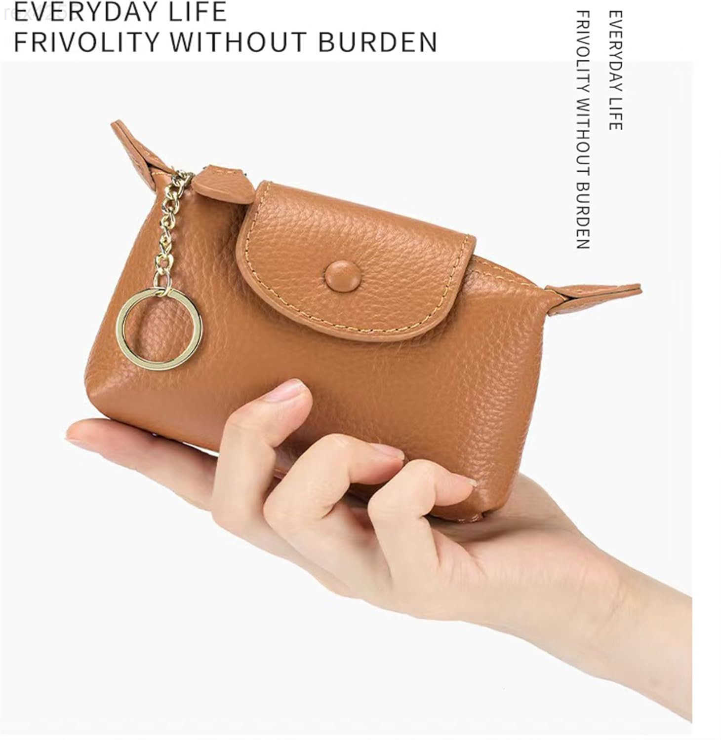 Womens Green Leather Coin Purse with Keychain Small Zipper Pouch for Fashionable WalletW250911