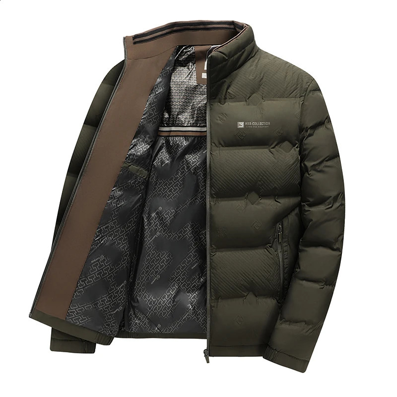 2026 Winter Selling Parka Men Windproof Cottonpadded Casual Thickened Solid Color Jacket Stand Collar Coat 250911