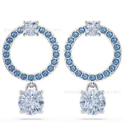Shijia Constella Circle Round Full Dia Necklace Water Drop Earrings for Women Light High-end Exquisite Jewelry