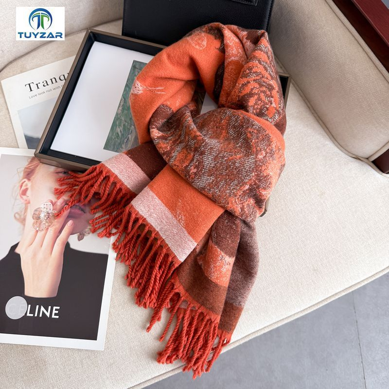 Free shipping Designer Scarves fashion light luxury double-sided scarf for women autumn and winter new style elegant thick warm soft long scarf shawl