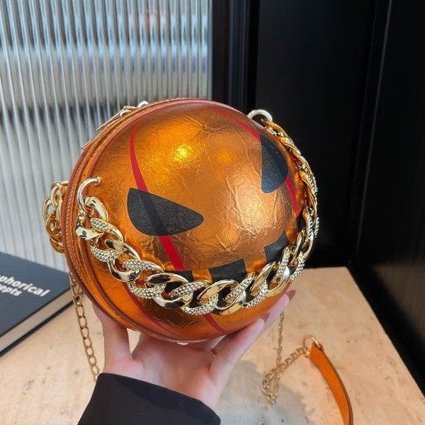Halloween New Small Round Bag Fashionable Light Luxury Versatile Trendy Niche Design Pumpkin Bag Women's Shoulder Bag Designer Bag
