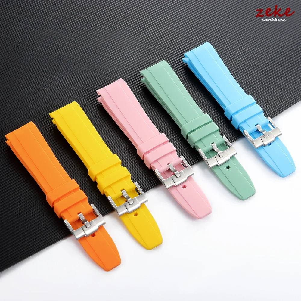 High Quality Curved End Rubber Strap 20mm 22mm Silicone Watch Band for Moon Bracelet Waterproof Wristband 250910