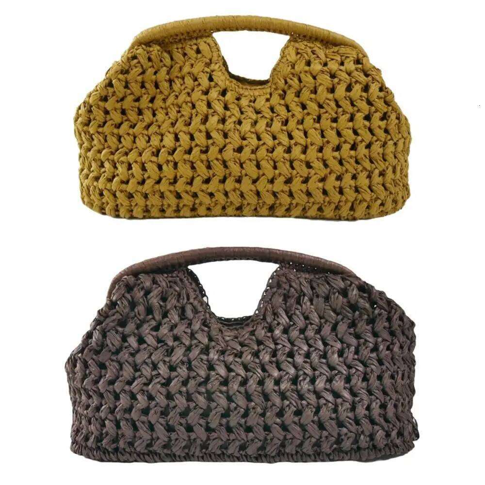 Elegant Woven Clutch Large Capacity Simple Texture Women Handbag Straw Beach Bag Wallet Seaside Vacation