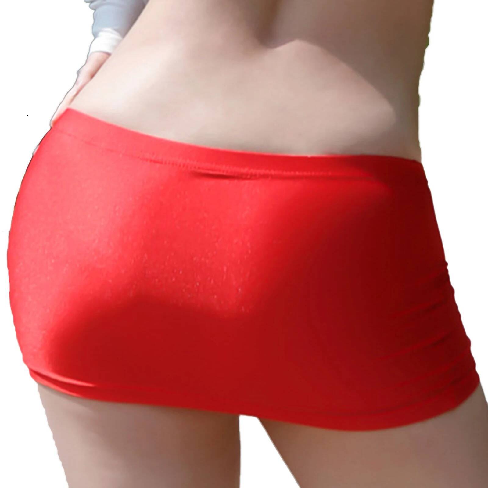 Womens Low Rise Miniskirt Solid Color Elastic Waistband Lingerie Bodycon Mini Sheer Ultra Pencil Skirt Beachwear Nightwear dongdumaoyi