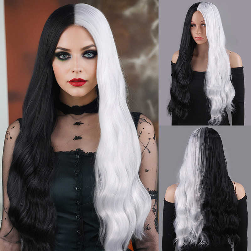 cos Wig 101 Loyal Dog Cruella de Vil Cruella Black and White Witch Color Combination Short Curly Hair W241025 - view 5