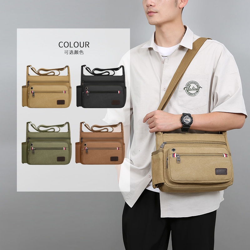 Luxury Bag Multi Layer Canvas Bag Fashion Designer Bag Simple Horizontal Men S Shoulder Bag Large Free Shipping Capacity Portable Storage Commuter Cro