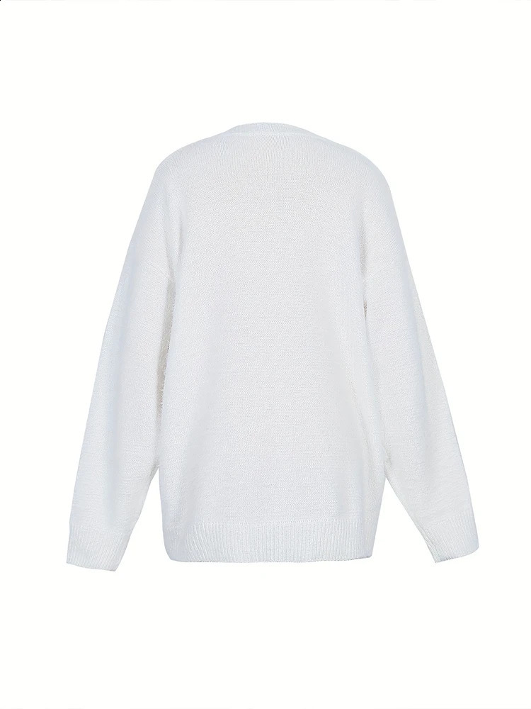 Plus Size Womens VNeck Pearl Beaded Fleece Sweater Embellished Long Sleeve Fashion Dress Aesthetic Knit Top 250911