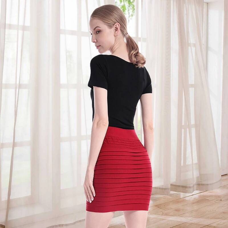 Elastic Pleated High Waist Bodycon Mini Skirt Business Office Cheap Short Pencil Skirts Solid Color Pink Black Blue Hot dongdumaoyi