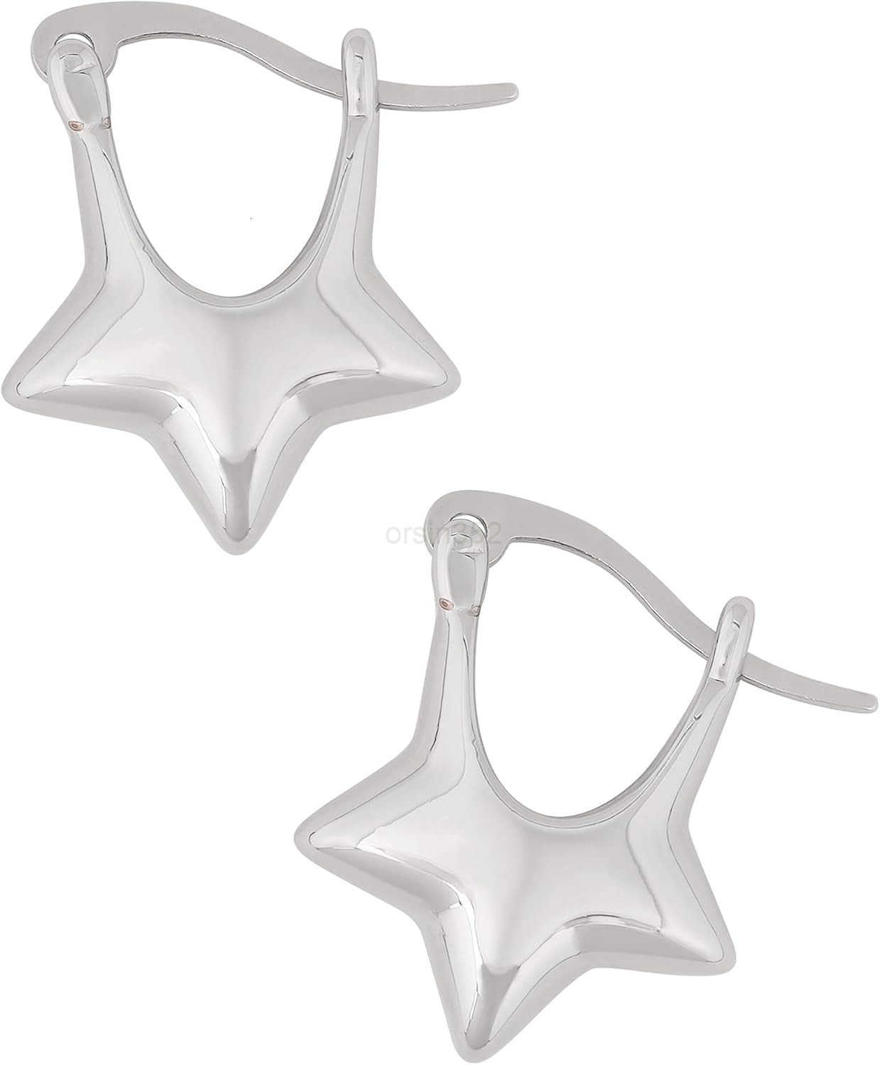 Cool Silver Star Stud Earrings Y2K Studs Jewelry Accessories Gifts for Women GirlsW250911