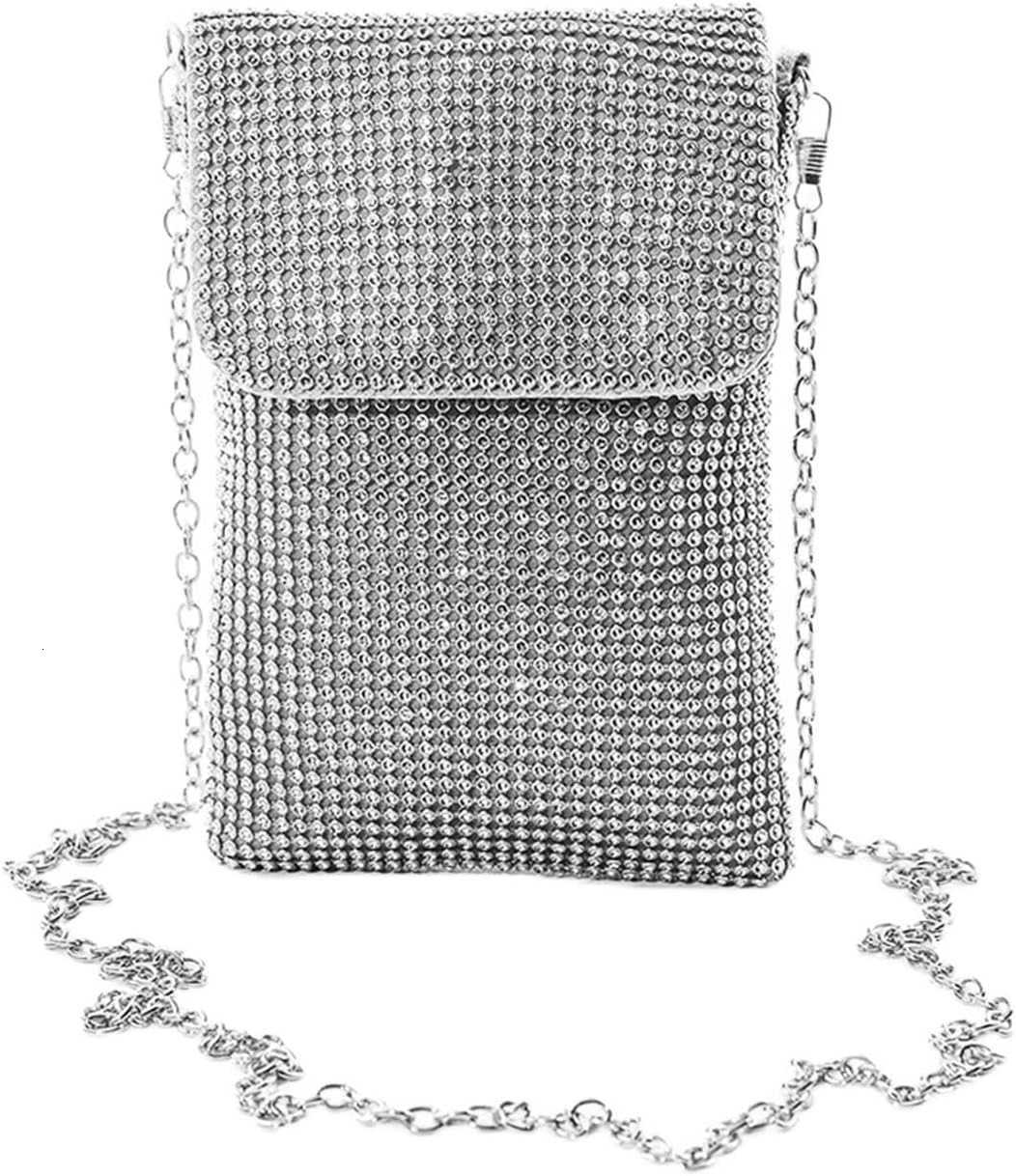 Womens Crossbody Evening Bag Glitter Rhinestone Purse Sparkly Small HandbagW250911