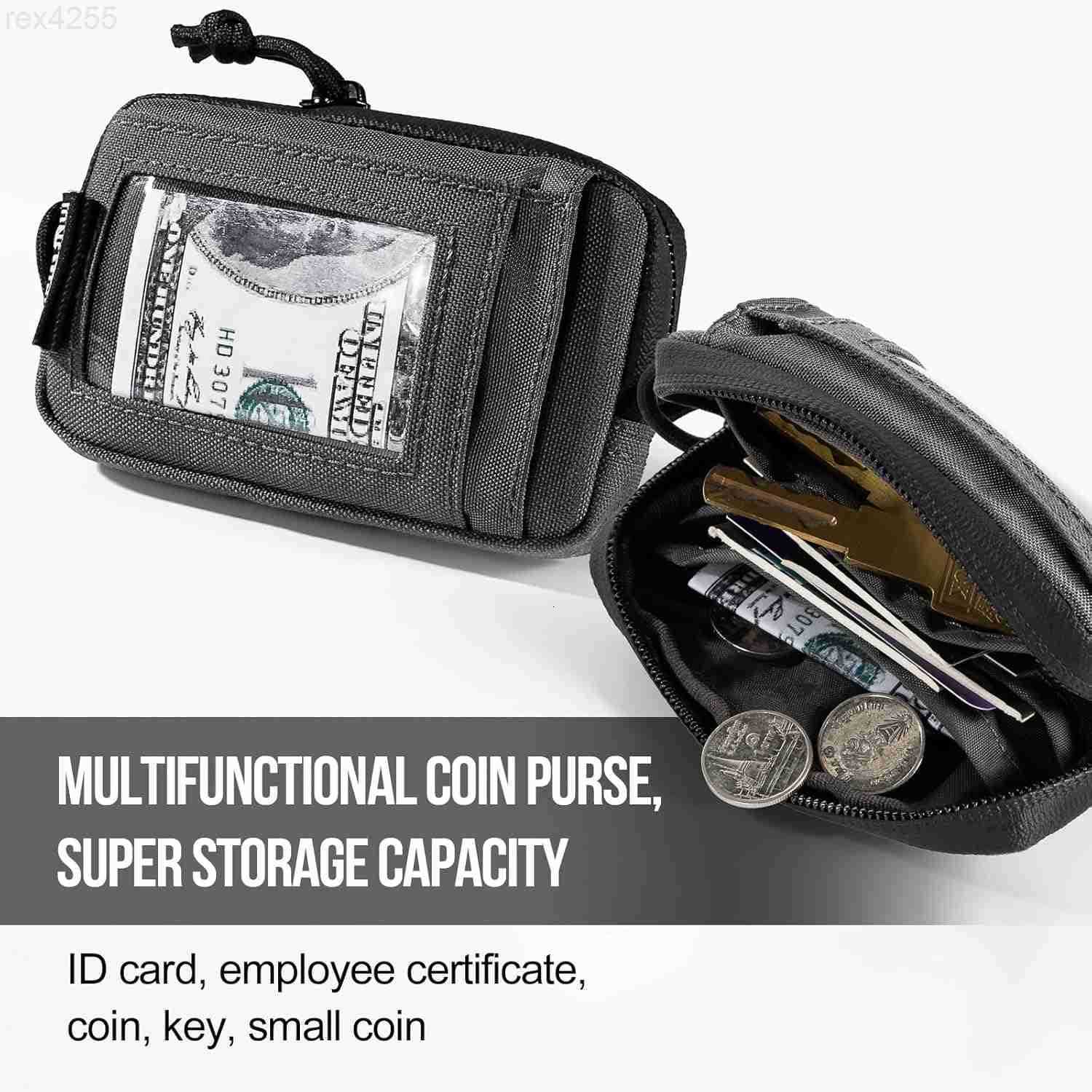 Front Pocket Wallet with Zippers Tactical Small Coin Purse Nylon Minimalist Wallet for Men WomenW250911