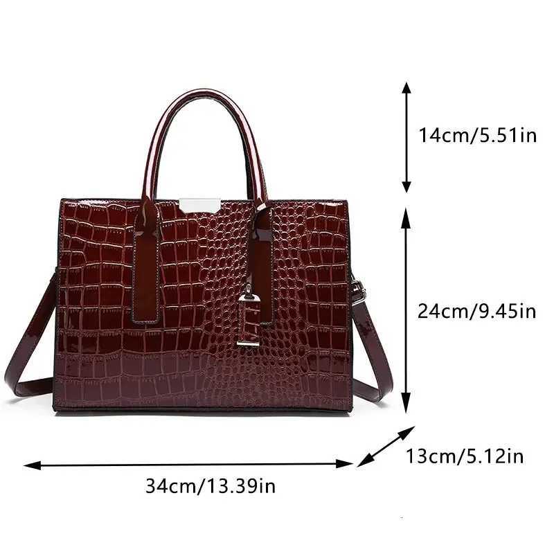 Vintage Womens Crocodile Pattern Handbag Large Capacity Tote Bag Leather Business Shoulder Bag For Female Z250911