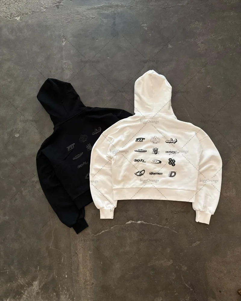 High Street Trendy Loose Clothing Harajuku Y2K Fashion Versatile Oversized Sweatshirt Casual Pants Retro Punk Suits Men Women 250911