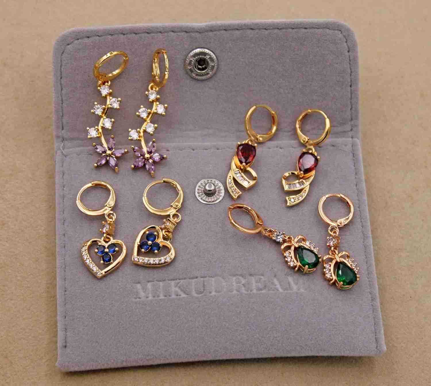 18K Gold Plated 4 Pairs Drop Dangle Earrings Set for Women FlowerHeartAnimalPearl Drop earrings Hypoallergenic Cubic Zirconia Earrings Lightweight Par