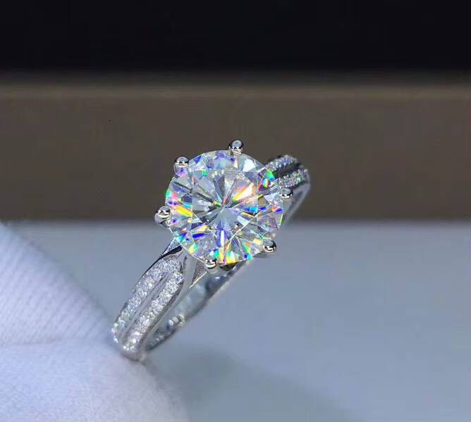 SilverPlated DColor Moissanite Baojia Snake Festival Ring 18K Thick Gold Plating Can Pass Drill Support Detection