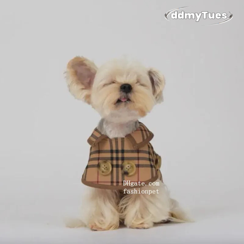 Designer Clothes Classics Lapel Striped Grid Puppy Windbreaker, Lightweight Dog Jacket for Small Medium Dogs Chihuahuas Poodle Yorkshire Terrier XS A2