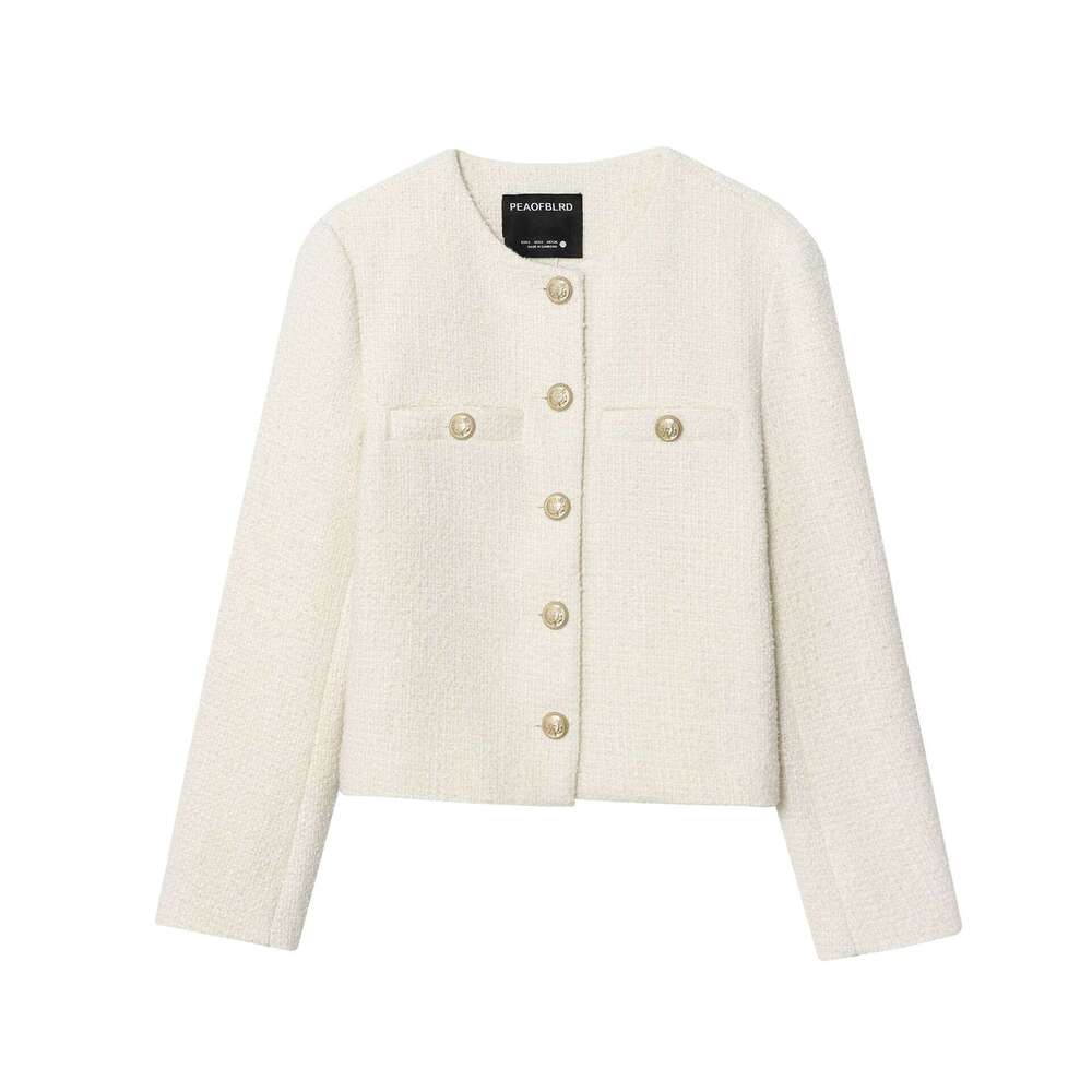 DHEssentials Autumn New French Style Socialite High-End Chanel-Inspired Tweed Jacket with Metal Buckle
