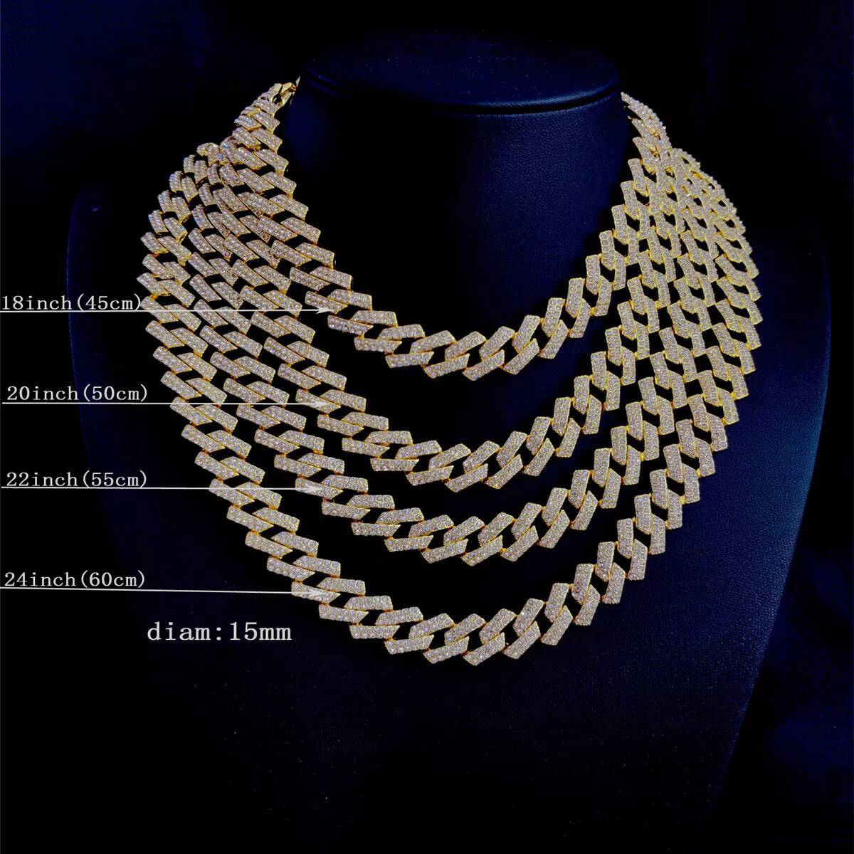Wholesale 15mm Alloy Miami Cuban Link With Iced Out Bling Diamond Charm Choker