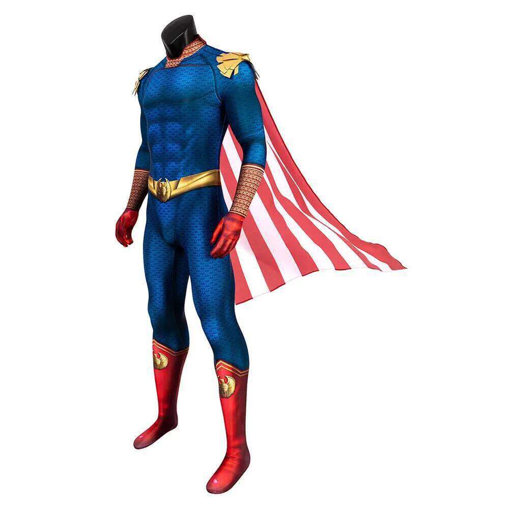 Fantasy Male Men Homelander Cosplay Jump suit Cloak Movie The Boys Roleplay Costu me Outfits Halloween Carnival Party Fancy Suit