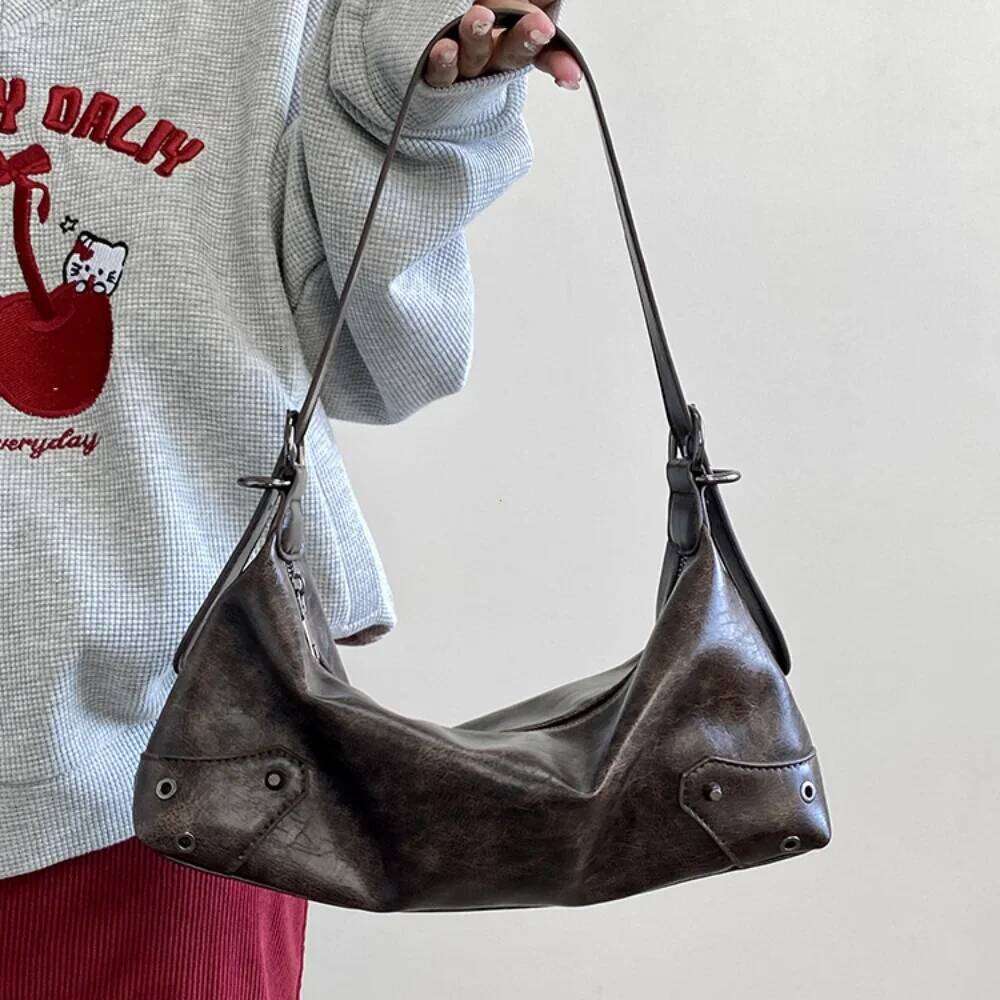 Pu Leather Retro Women's Underarm Cool Y2k Girls Vintage Small Shoulder Bags Simple Female Crossbody Bag Handbags Purse