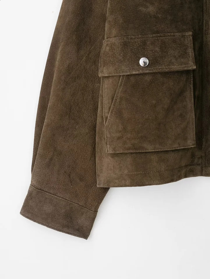 BSKTRAF autumn womens casual fashion allmatch loose pilot jacket lapel longsleeved short coat 250911