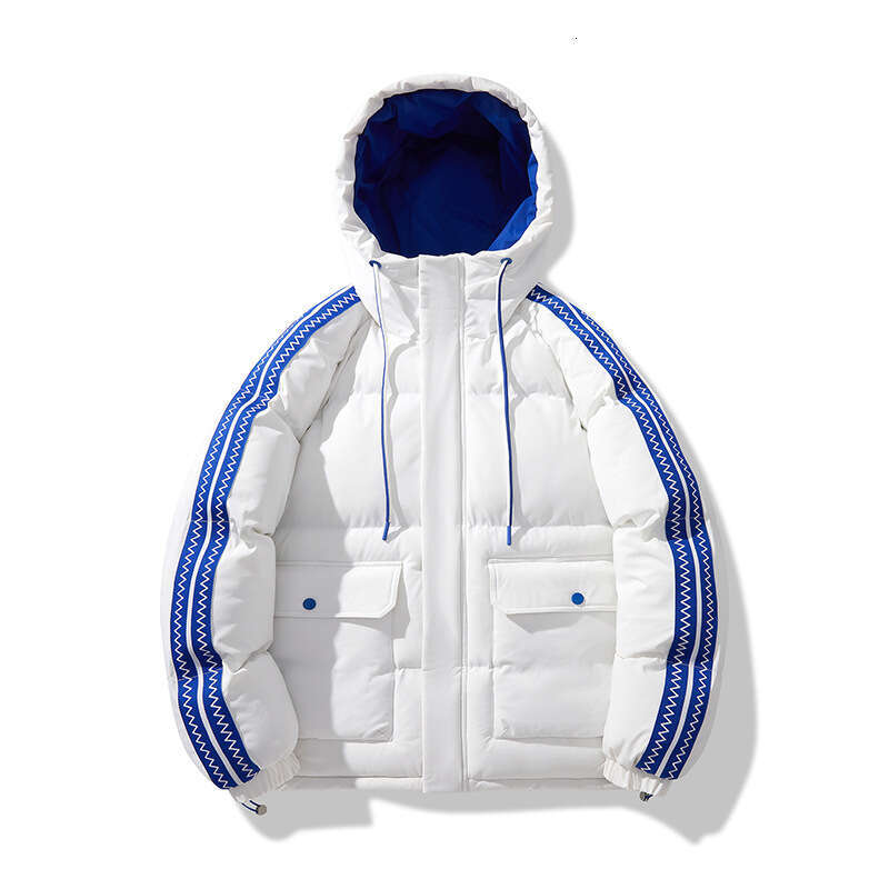 New Couple Autumn Winter Clothing Men's Hooded Color Block Stylish Warm Puffer Jacket Men