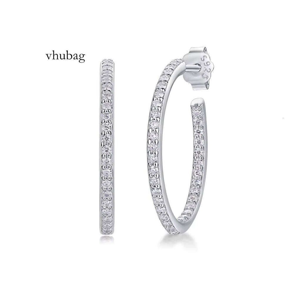 Pass Dia Tester Women 2.0MM Gemstone VVS Big 20mm Sterling Sier Moissanite Hoop Earrings