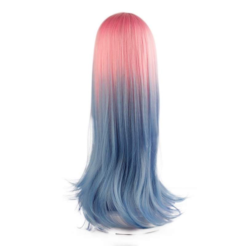 27 - inch Cosplay Wig for Alien Stage Meizhi, Pink - Blue Gradient, Middle Part, Full - Head Synthetic Wig