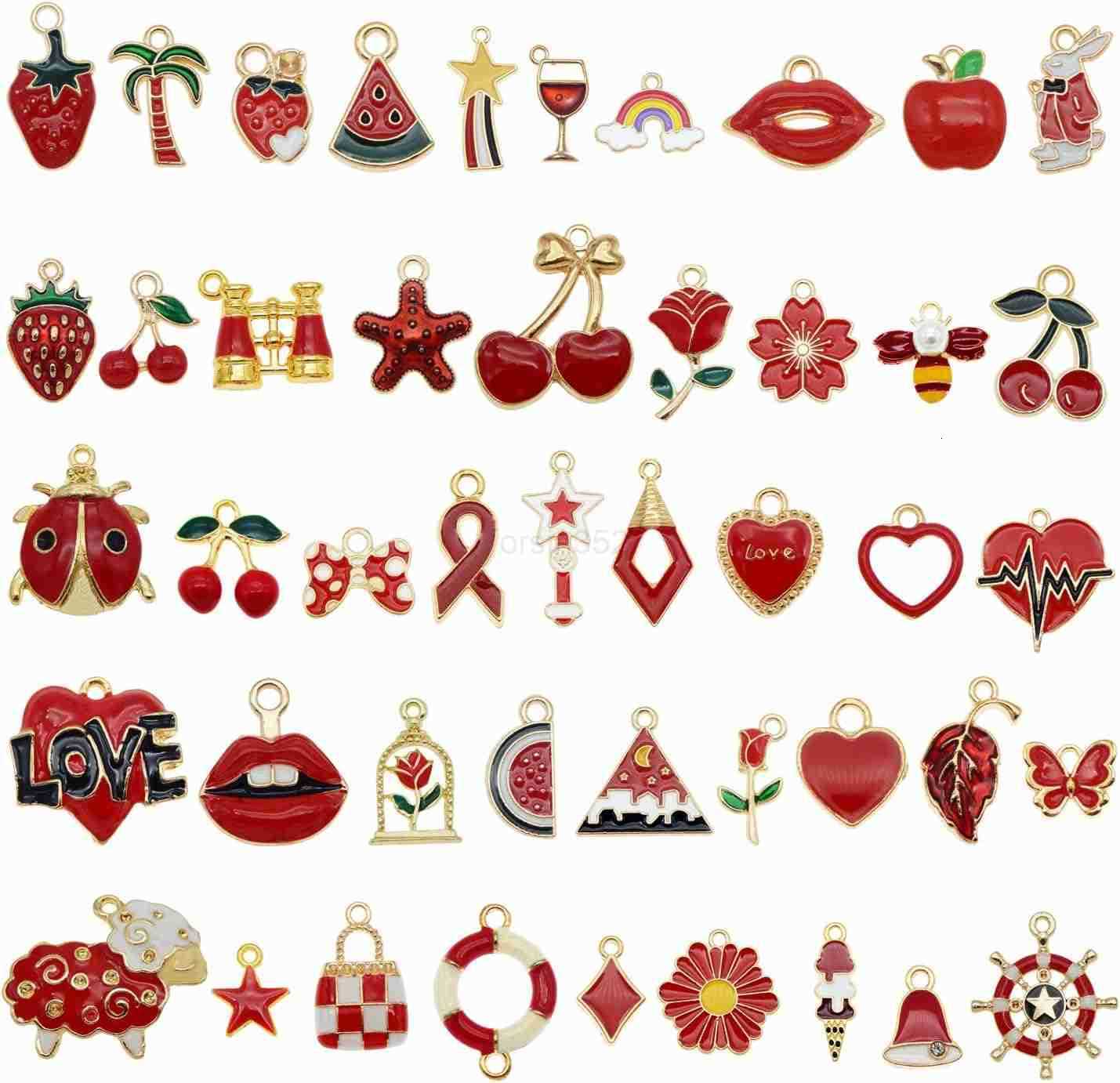 Wang 60Pcs 30 Pairs Enamel Charms Pendants for Jewelry Making Bulk lot Necklace Earrings s Craft DIYW250911