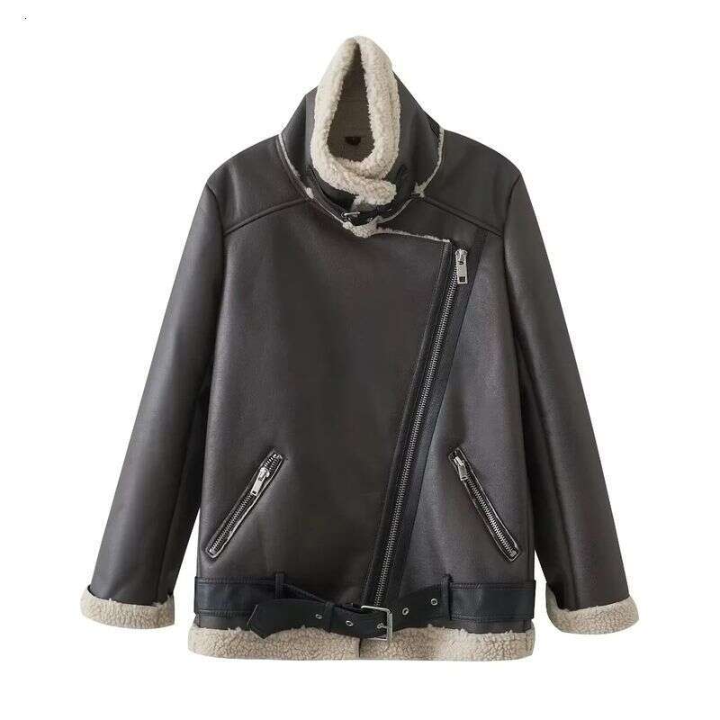Women's Women's Clothing Autumn And Winter New Model Stand Collar Diagonal Zipper Mid-Length Fur One-Piece Warm Jacket