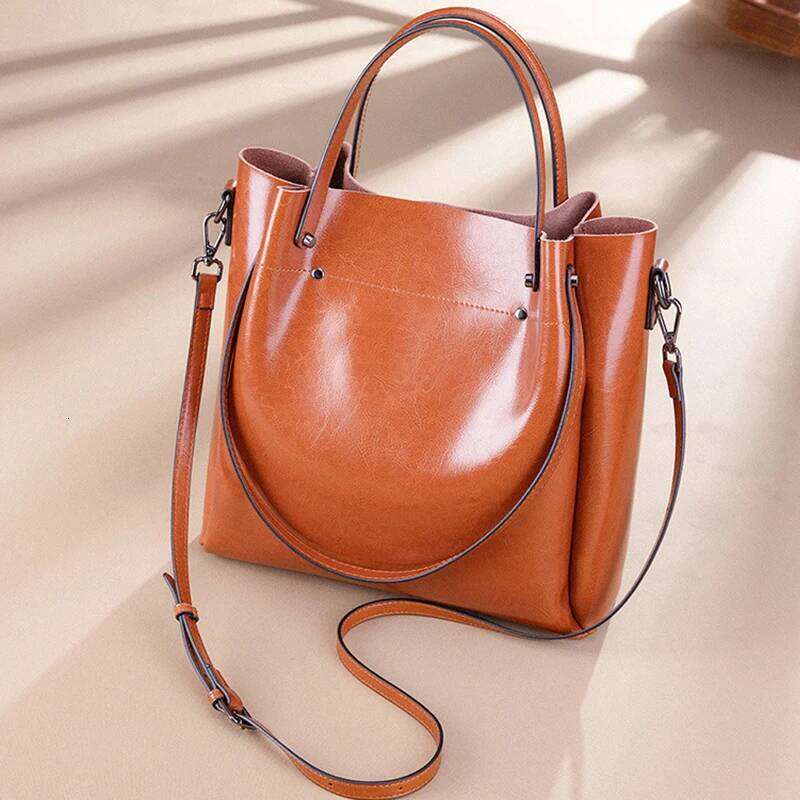 Cowhide Tote Bag Designer Vintage Women's Shoulder Bags Large Capacity High Quality Genuine Leather Female Handbag