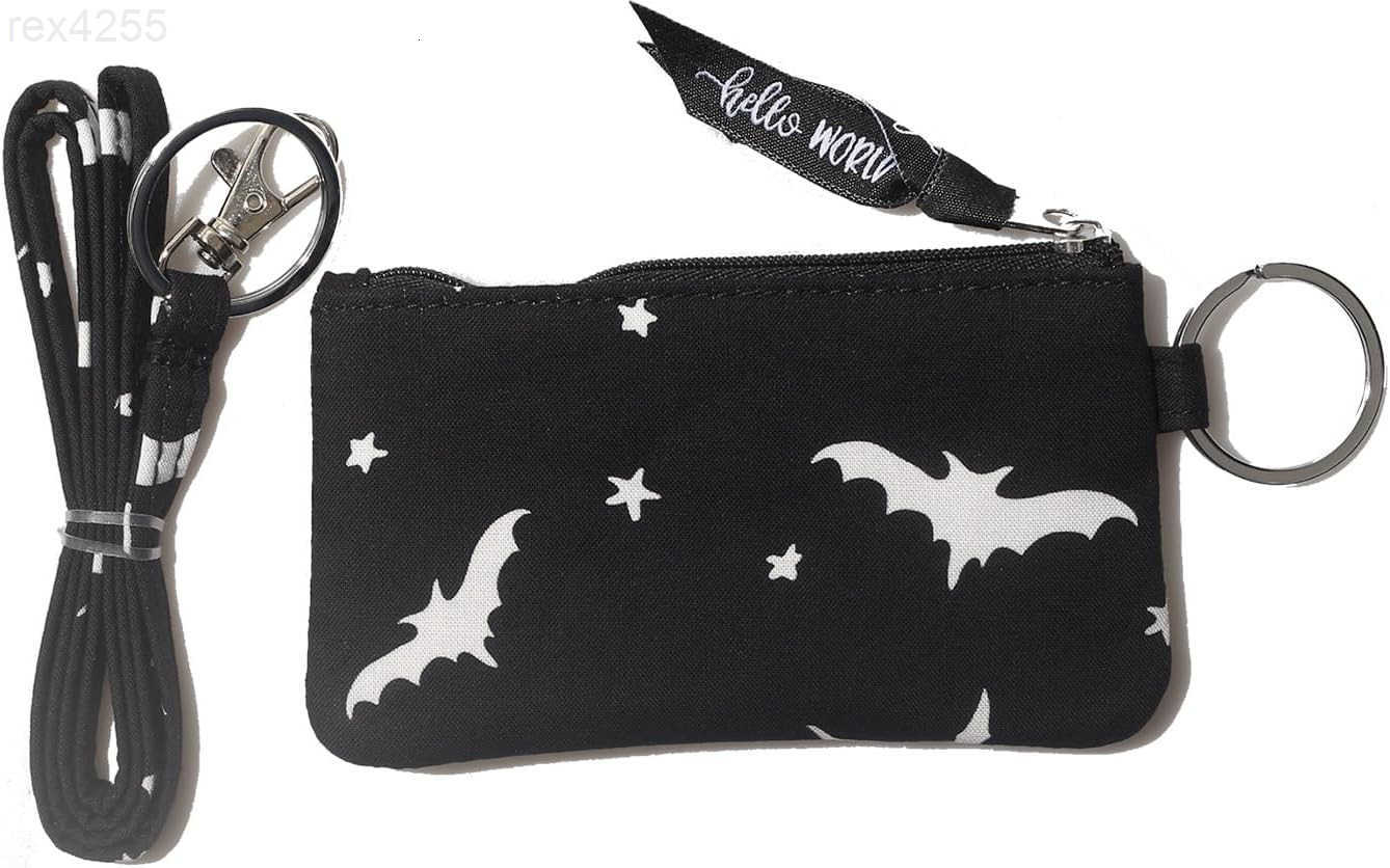 Case Wallet with Lanyard Womens Fashion ID Holder Keychain Leopard GreyW250911