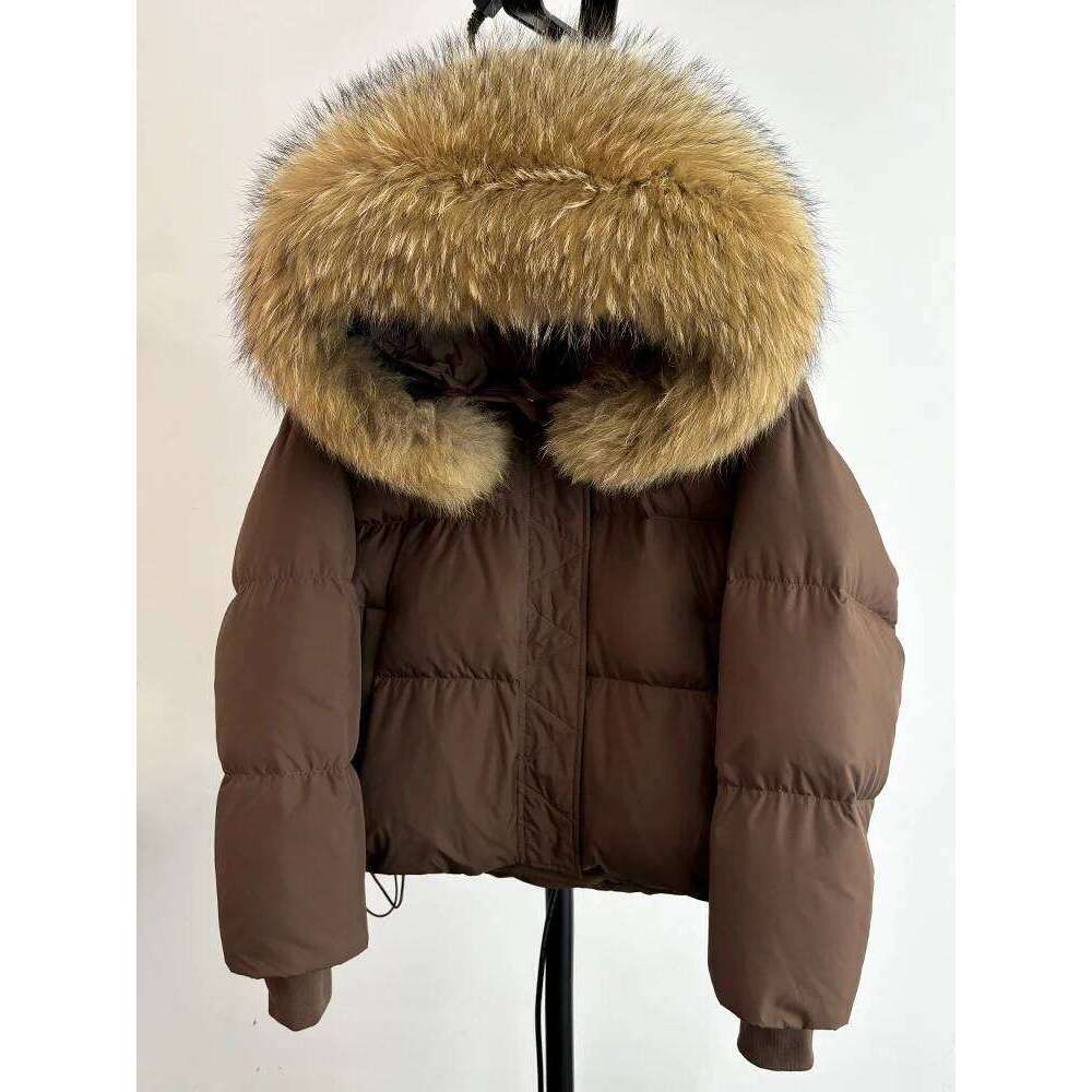 Lagabogy 2025 Real Raccoon Fur Puffer Jacket Women Hooded Winter 90% Duck Down Coat Thicken Waterproof Female Parka Snow Outwear