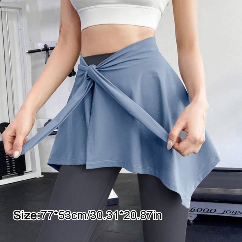 Piece Anti-slip Women Gym Yoga Fiess Extended Lace-up Design Outdoor Training Mesh Skirt Cover Buttock dongdumaoyi