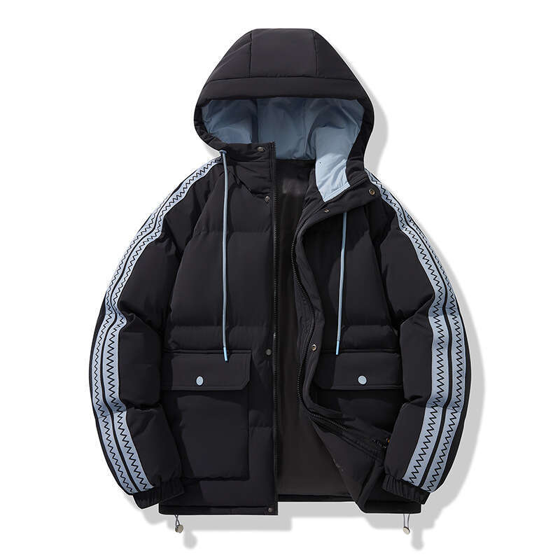 New Couple Autumn Winter Clothing Men's Hooded Color Block Stylish Warm Puffer Jacket Men