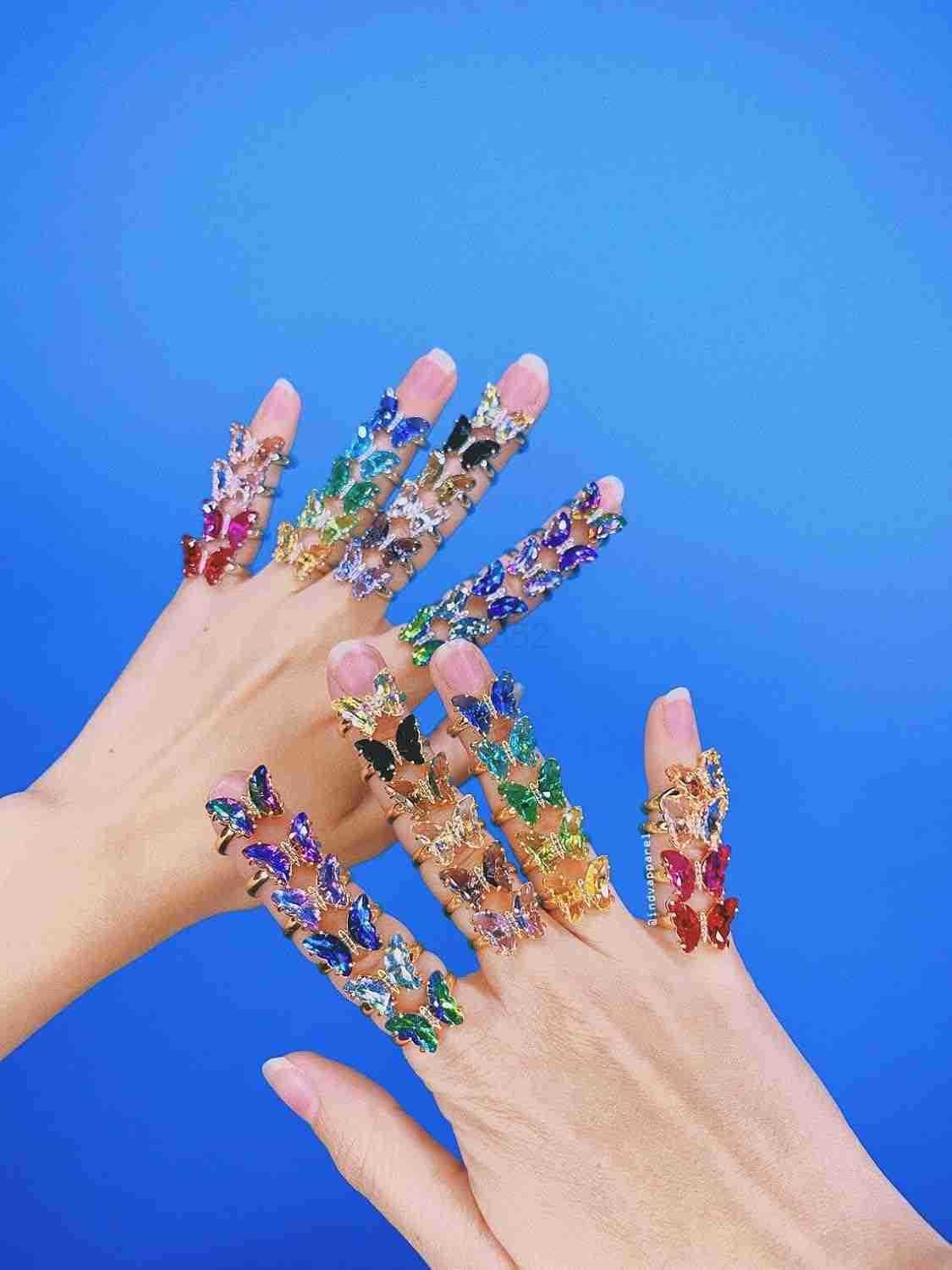 Butterfly Crystal Jewelry Set with Butterfly Necklace Stud Earrings Bolo Adjustable Ring for Women Trendy Iridescent Y2K Dainty Butterfly JeweW250911