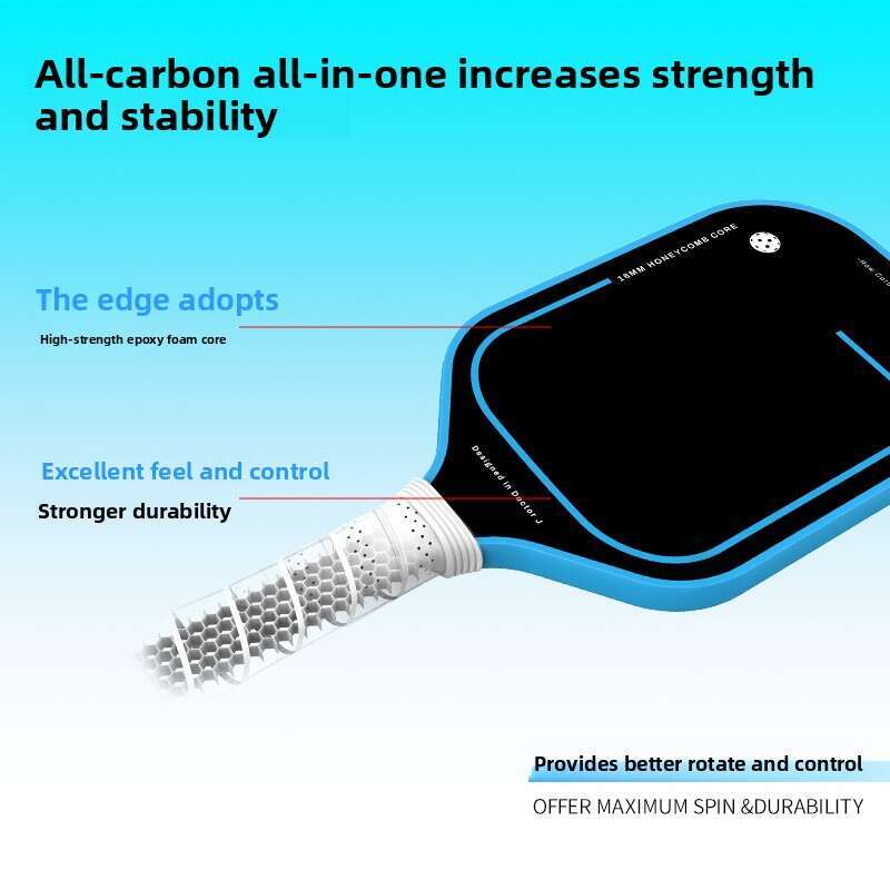 Thermoformed T700 Carbon Fiber Pickleball Paddle For Power & Spin (16MM) Teflon Professional Competition Grade Textured Matte Lightweight Pickleball R