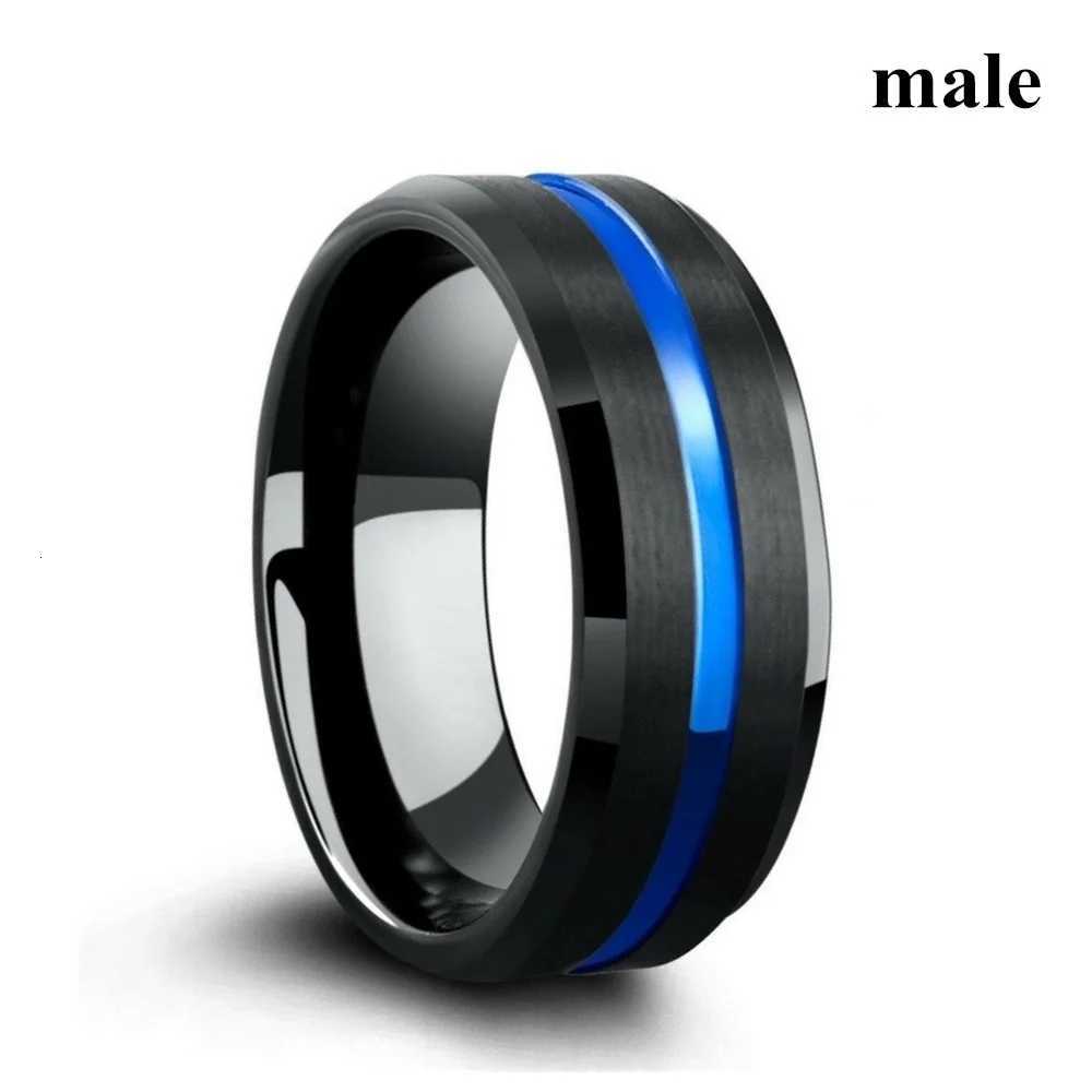 Fashion Jewelry Lovers Rings Womens Blue Zircon Engagement Ring Sets Mens Stainless Steel Wedding Band Anniversary Gift W250911
