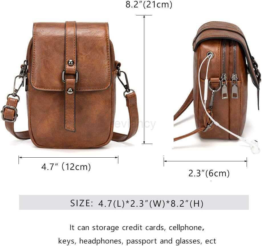 Vintage Crossbody Phone Bag for Women Small PU Leather Shoulder Purse and Handbag with TasselRivet DecorationW250911