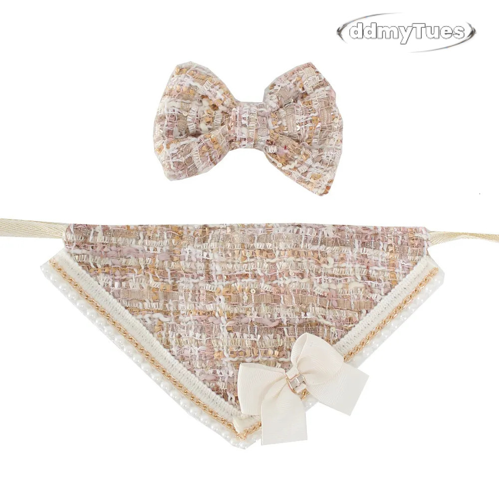 Bandanas and Hair Bow, Princess Dog Wedding Bandana, Soft Durable Fabric Bibs Kerchief Scarfs, Adjustable Fit. Designs for Small Medium Dogs Cats Red 