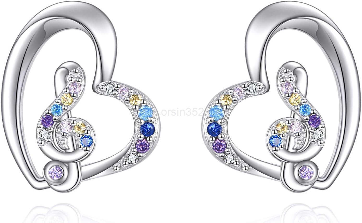 Music Earrings Studs for Women S925 Sterling Silver Musical Note Earring Gift Musical Gift for Music LoversW250911