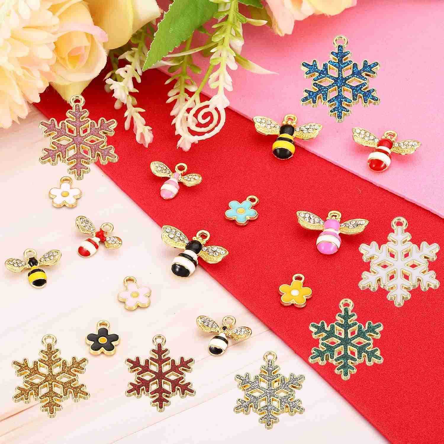 40pcs Bees Charm Bees Charm Pendants Enamel Resin Alloy Rhinestone for Jewelry Making s EarringW250911