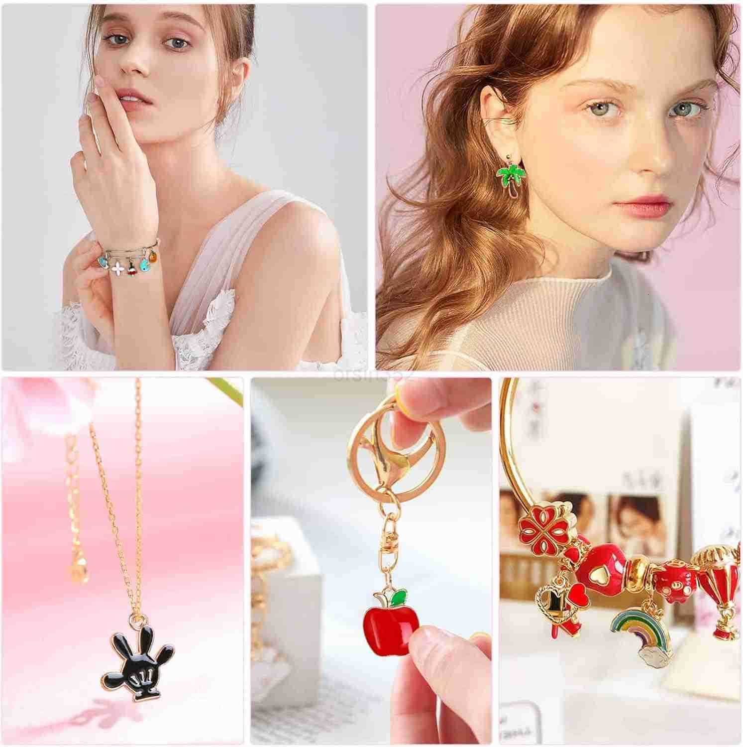 400Pcs Charms for Jewelry Making Assorted Enamel Bangle Charms Mixed Bulk Metal Necklace Earring Charm for Jewelry MakingW250911